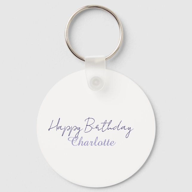 SIMPLE MINIMAL.CUTIE ADD NAME BABY happy birthday  Key Ring (Front)