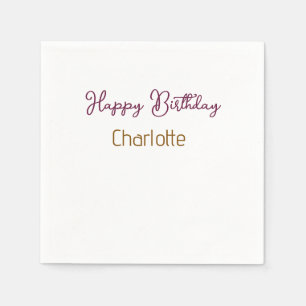 SIMPLE MINIMAL.CUTIE ADD NAME BABY happy birthday Napkin