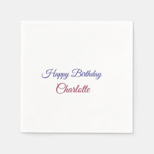 SIMPLE MINIMAL.CUTIE ADD NAME BABY happy birthday  Napkin