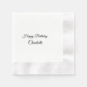 SIMPLE MINIMAL.CUTIE ADD NAME BABY happy birthday Napkin