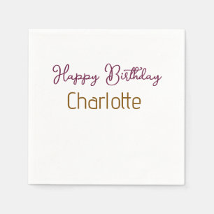 SIMPLE MINIMAL.CUTIE ADD NAME BABY happy birthday  Napkin