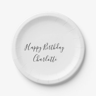SIMPLE MINIMAL.CUTIE ADD NAME BABY happy birthday  Paper Plate