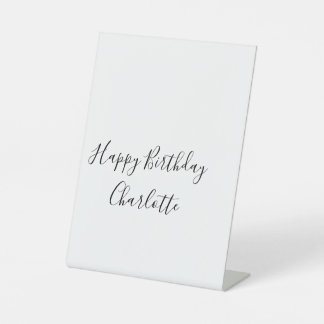 SIMPLE MINIMAL.CUTIE ADD NAME BABY happy birthday  Pedestal Sign