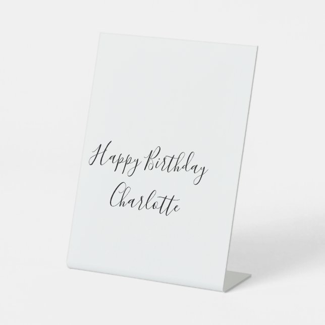 SIMPLE MINIMAL.CUTIE ADD NAME BABY happy birthday  Pedestal Sign (Front)