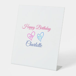 SIMPLE MINIMAL.CUTIE ADD NAME BABY happy birthday Pedestal Sign
