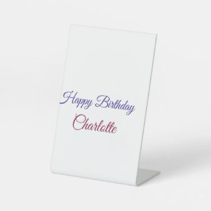 SIMPLE MINIMAL.CUTIE ADD NAME BABY happy birthday Pedestal Sign