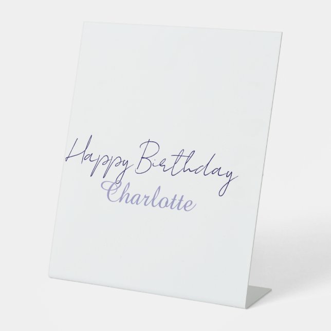 SIMPLE MINIMAL.CUTIE ADD NAME BABY happy birthday  Pedestal Sign (Front)
