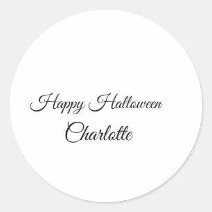 SIMPLE MINIMAL.CUTIE ADD NAME BABY happy Halloween Classic Round Sticker