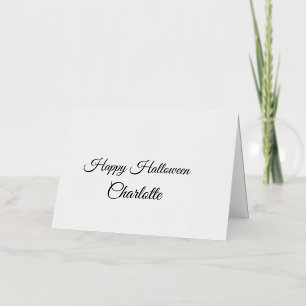 SIMPLE MINIMAL.CUTIE ADD NAME BABY happy Halloween Foil Holiday Card