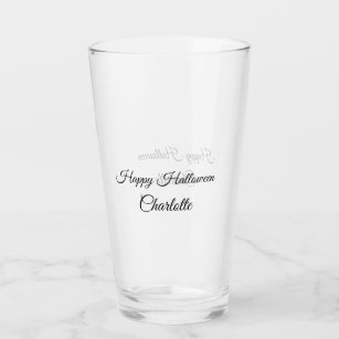 SIMPLE MINIMAL.CUTIE ADD NAME BABY happy Halloween Glass