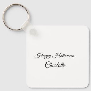 SIMPLE MINIMAL.CUTIE ADD NAME BABY happy Halloween Key Ring