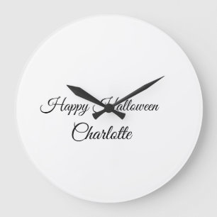 SIMPLE MINIMAL.CUTIE ADD NAME BABY happy Halloween Large Clock