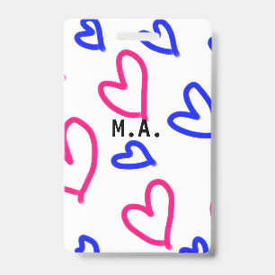 SIMPLE MINIMAL.CUTIE ADD NAME BABY heart add lette ID Badge