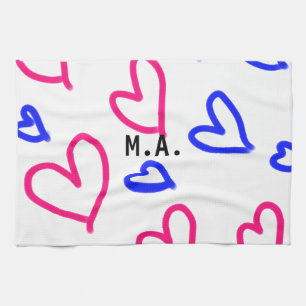 SIMPLE MINIMAL.CUTIE ADD NAME BABY heart add lette Tea Towel