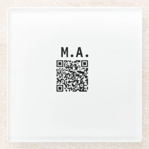 SIMPLE MINIMAL.CUTIE ADD NAME Q R CODE SCAN THROW GLASS COASTER
