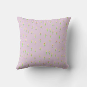 Simple Minimal Daisies on Light Pink Purple Cushion