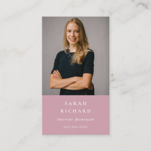 Simple Minimal Dusky Pink Professional Photo Business Card
