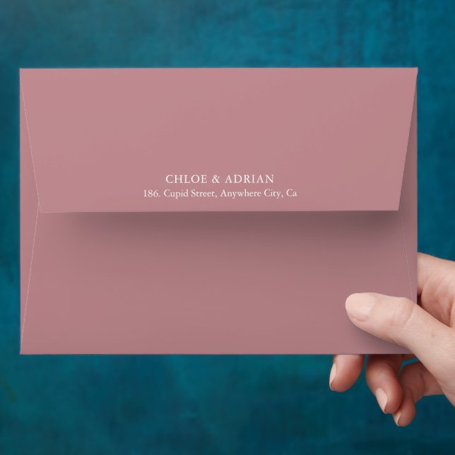 Simple Minimal Dusty Pink Wedding Envelope (Hand)