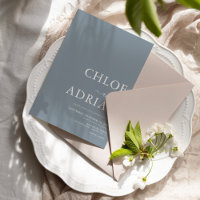 Simple Minimal Dusy Blue Wedding Invitation