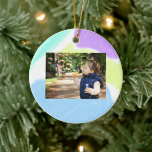 Simple minimal elegant add photo name text custom ceramic tree decoration