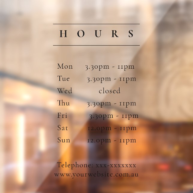Simple Minimal Elegant Black Opening Hours Timings (Sheet 2)