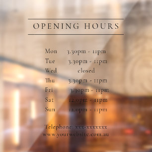 Simple Minimal Elegant Black Opening Hours Timings
