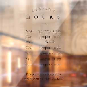 Simple Minimal Elegant Black Opening Hours Timings