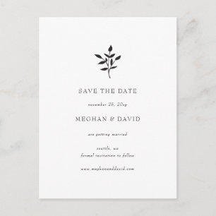 Simple Minimal Elegant Botanical Save The Date Announcement Postcard
