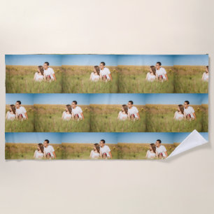 Simple minimal elegant custom circle photo collage beach towel