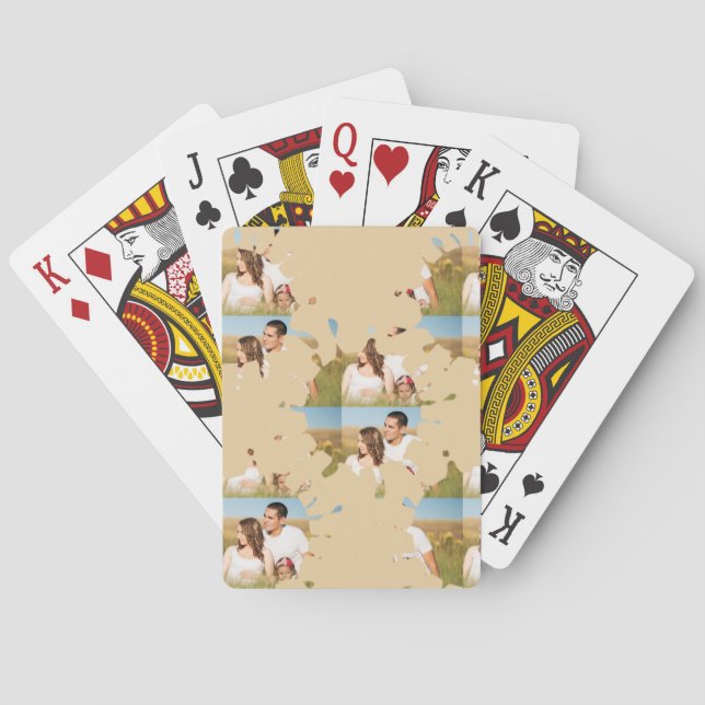Simple minimal elegant custom circle photo collage playing cards (Back)