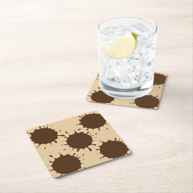 Simple minimal elegant custom circle photo collage square paper coaster (Insitu)