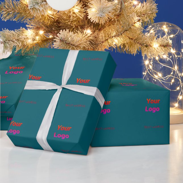 Simple minimal elegant custom logo here company cl wrapping paper (Holidays)
