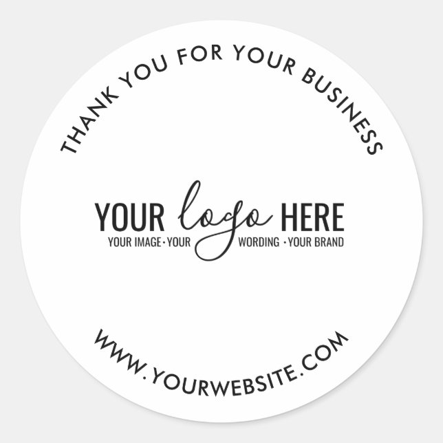 Simple Minimal Elegant Custom Logo Here Company Classic Round Sticker (Front)