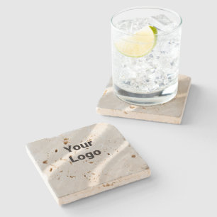 Simple minimal elegant custom logo here company s stone coaster