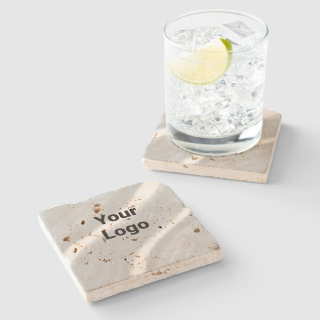 Simple minimal elegant custom logo here company  s stone coaster (Side)