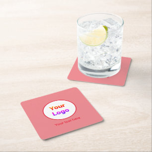 Simple minimal elegant custom logo here company square paper coaster