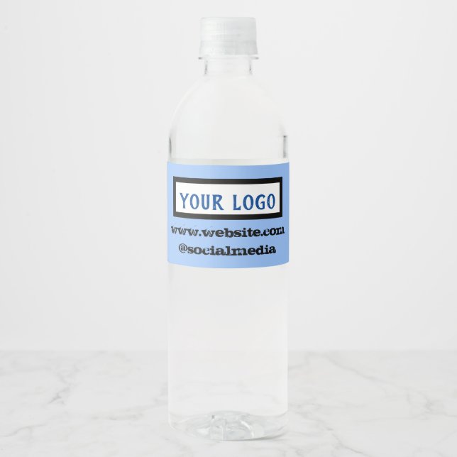 Simple minimal elegant custom logo here company  w water bottle label (Front)