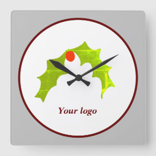 Simple minimal elegant custom logo here company wa square wall clock