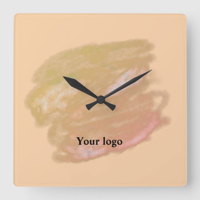 Simple minimal elegant custom logo here company wa square wall clock (Front)