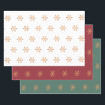 Simple minimal elegant gold snowflakes Christmas Wrapping Paper Sheet<br><div class="desc">Christmas minimal elegant gold copper snowflakes pattern clean white,  red and green wrapping paper.</div>