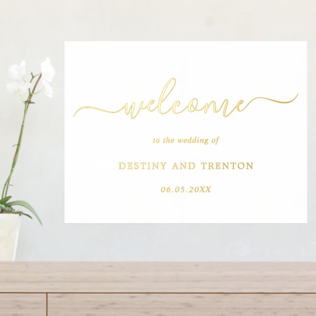 Simple Minimal Elegant Gold Welcome Wedding Foil Prints (In Situ (Entry Table))