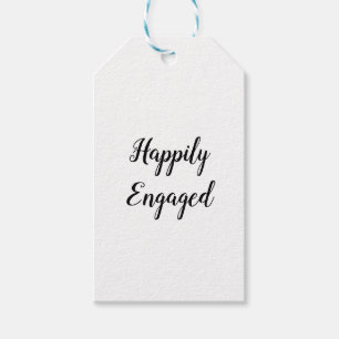 Simple minimal elegant happily engaged gift tag