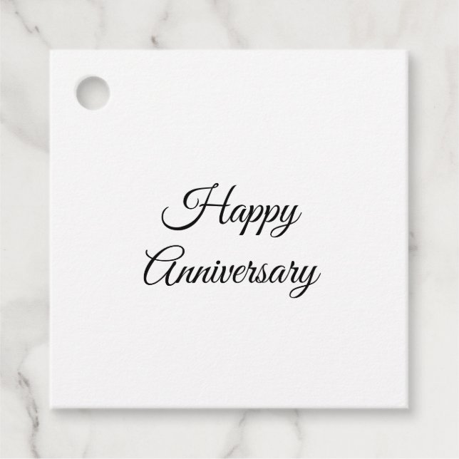 Simple minimal elegant  happy anniversary gift tag (Front)