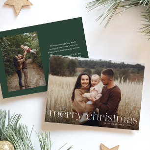 Simple Minimal Elegant Two Photo Merry Christmas Holiday Card