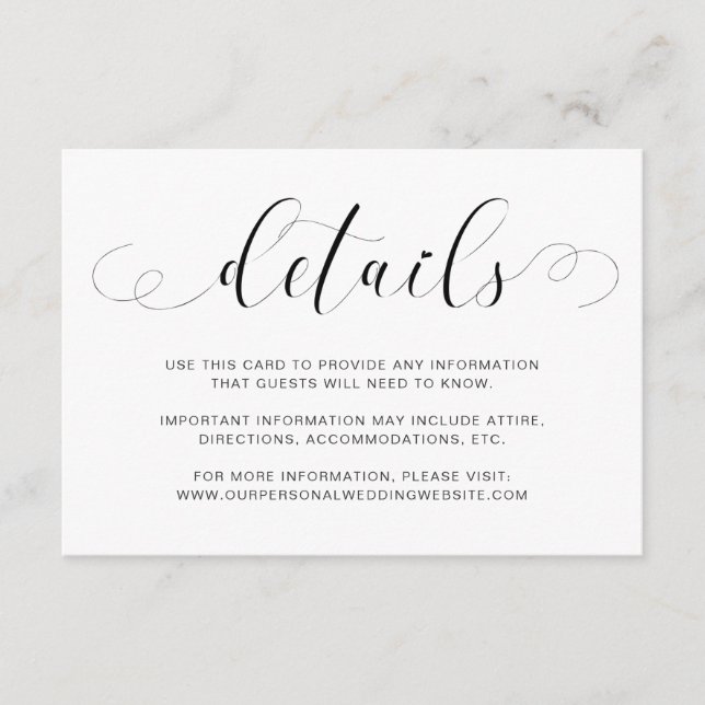Simple Minimal Elegant Typography Modern Wedding Enclosure Card (Front)