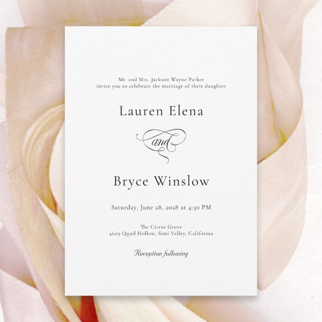 Simple Minimal Elegant White Wedding Invitation (Creator Uploaded)