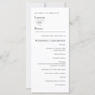 Simple Minimal Elegant White Wedding Program