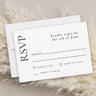 Simple Minimal Elegant White Wedding RSVP Card