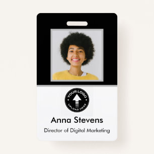 Simple Minimal Employee Badge QR and Barcode ID Badge