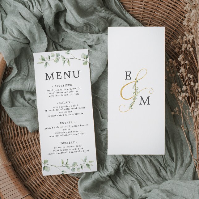 Simple Minimal Eucalyptus Botanical Wedding  Menu (Creator Uploaded)